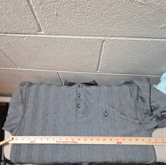 Knights Of Round Table Polo Men's Large Grey Striped Polo - Picture 4 of 4